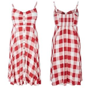 Torrid Red Gingham Plaid Button Midi Dress